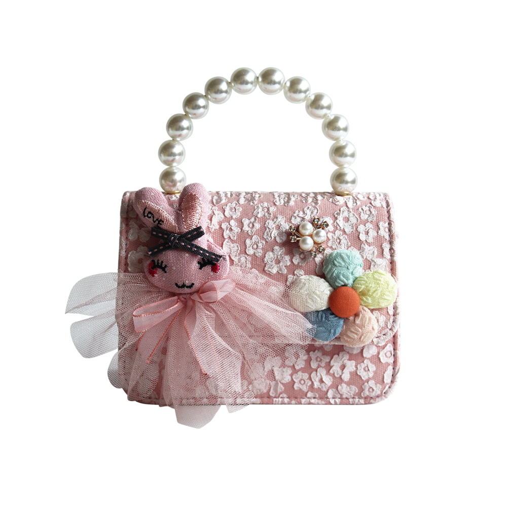 4838 Cartoon Bunny 3D Flower Princess Pearl Handbag