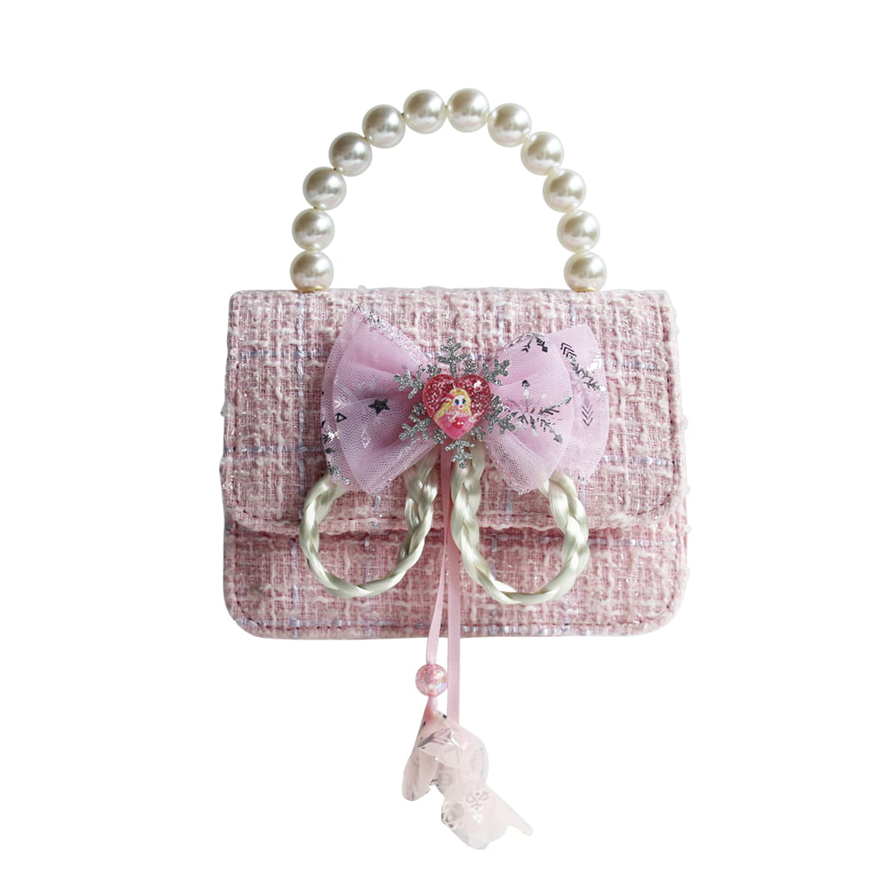 4839 Multicolor Mini Bowknot Tweed Girls Purse Handbag