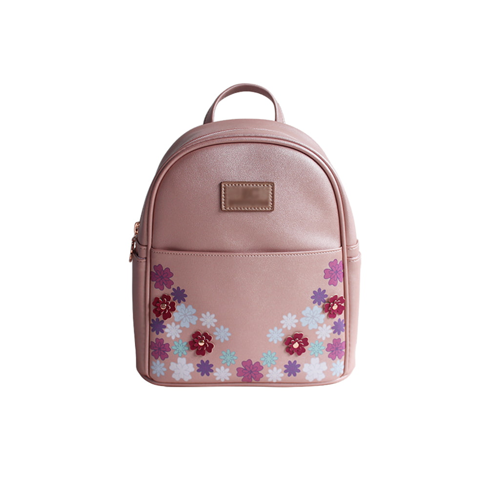4944 Pink Flower Decor Adjustable Strap Women Backpack