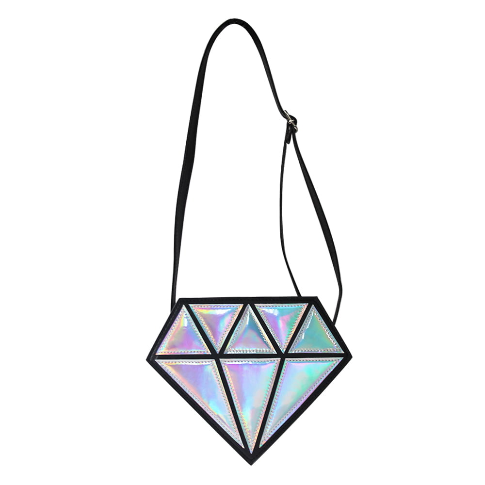 4077 Laser Diamond Shape PU Leather Crossbody Bag