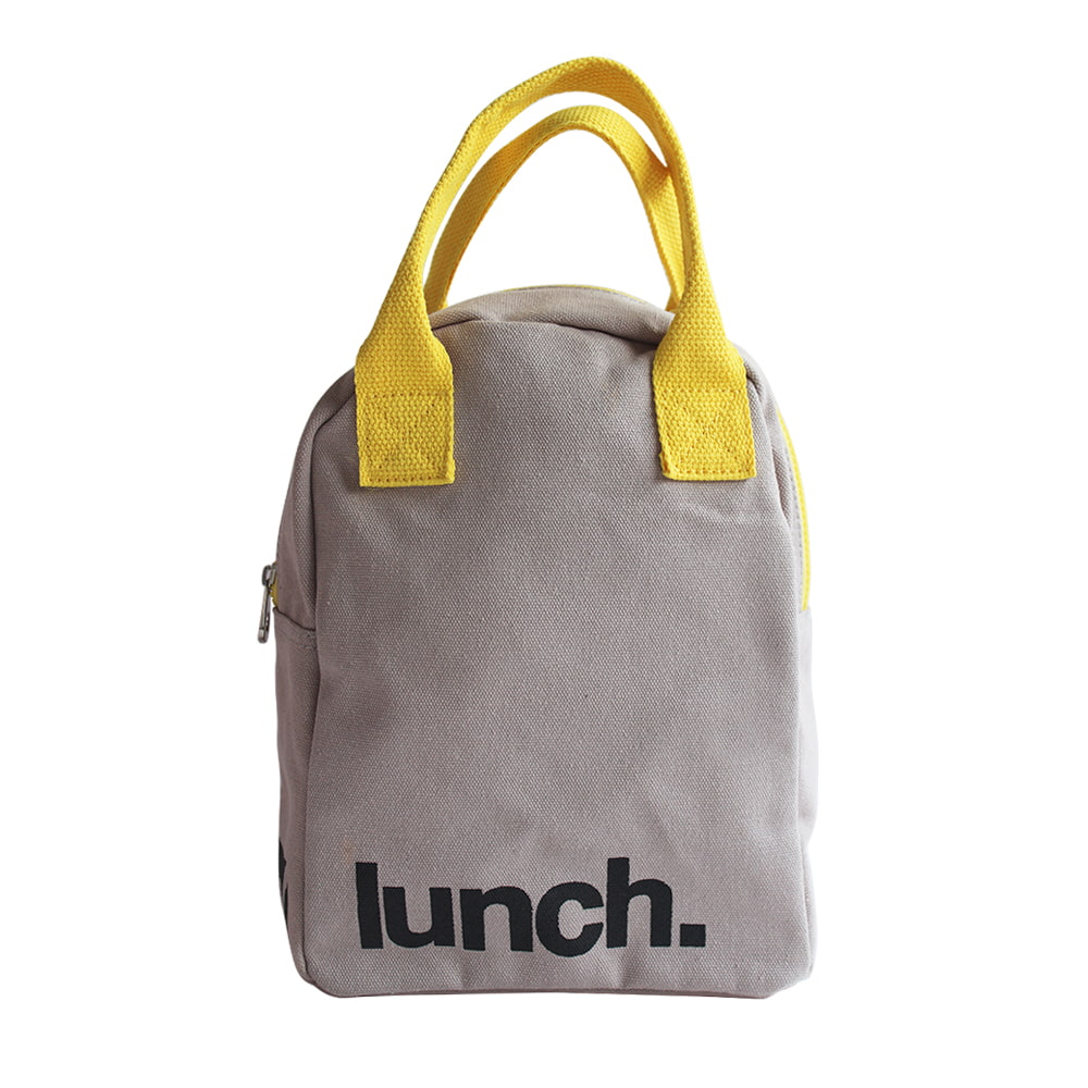 BD-GM06 Grey Yellow Eco Friendly Fluf Zipper Cooler Lunch Bag