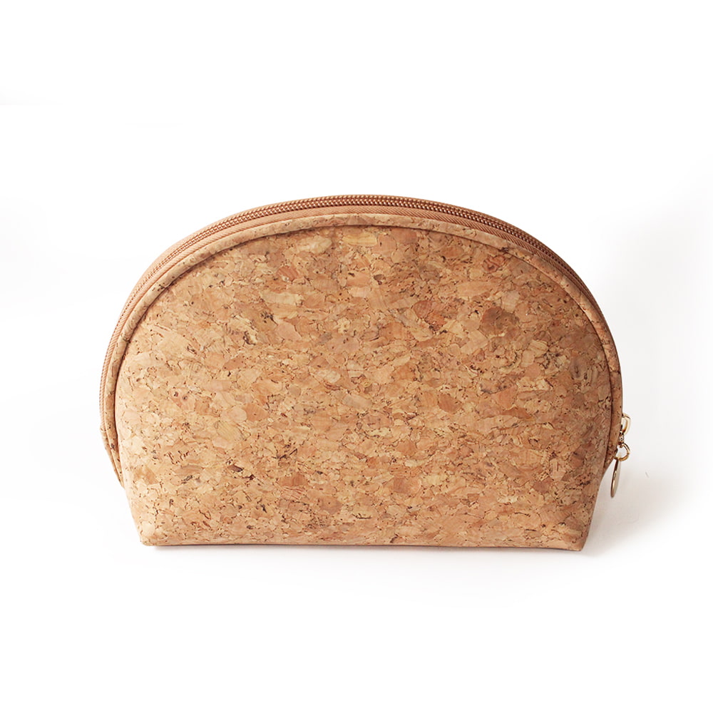 1315 Natural Cork Print Travel Leather Toiletry Makeup Bag