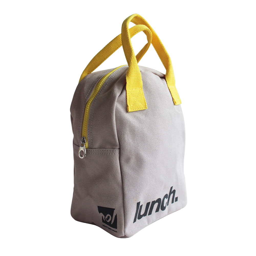 BD-GM06 Grey Yellow Eco Friendly Fluf Zipper Cooler Lunch Bag
