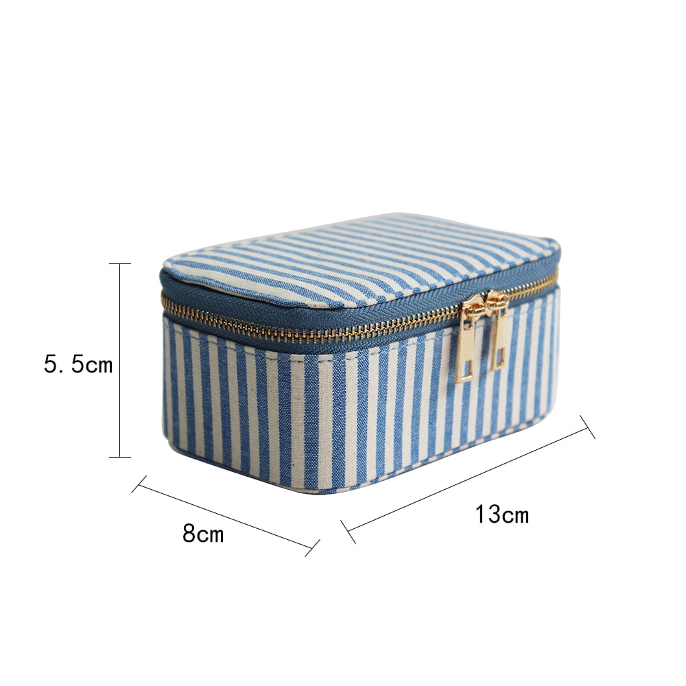 4715 Fashion Striped Double Zip Jewellery Storage Box