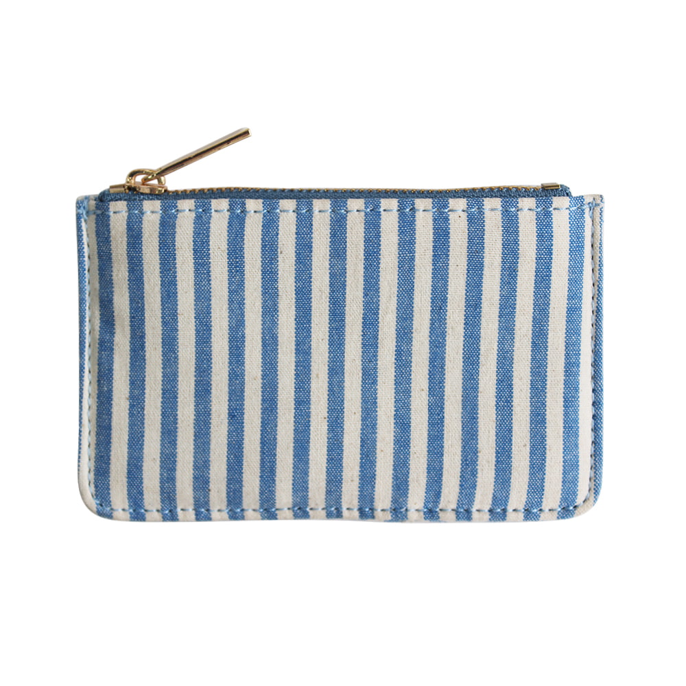 4729 Blue and White Stripes Zipper Makeup Cosmetic Bag