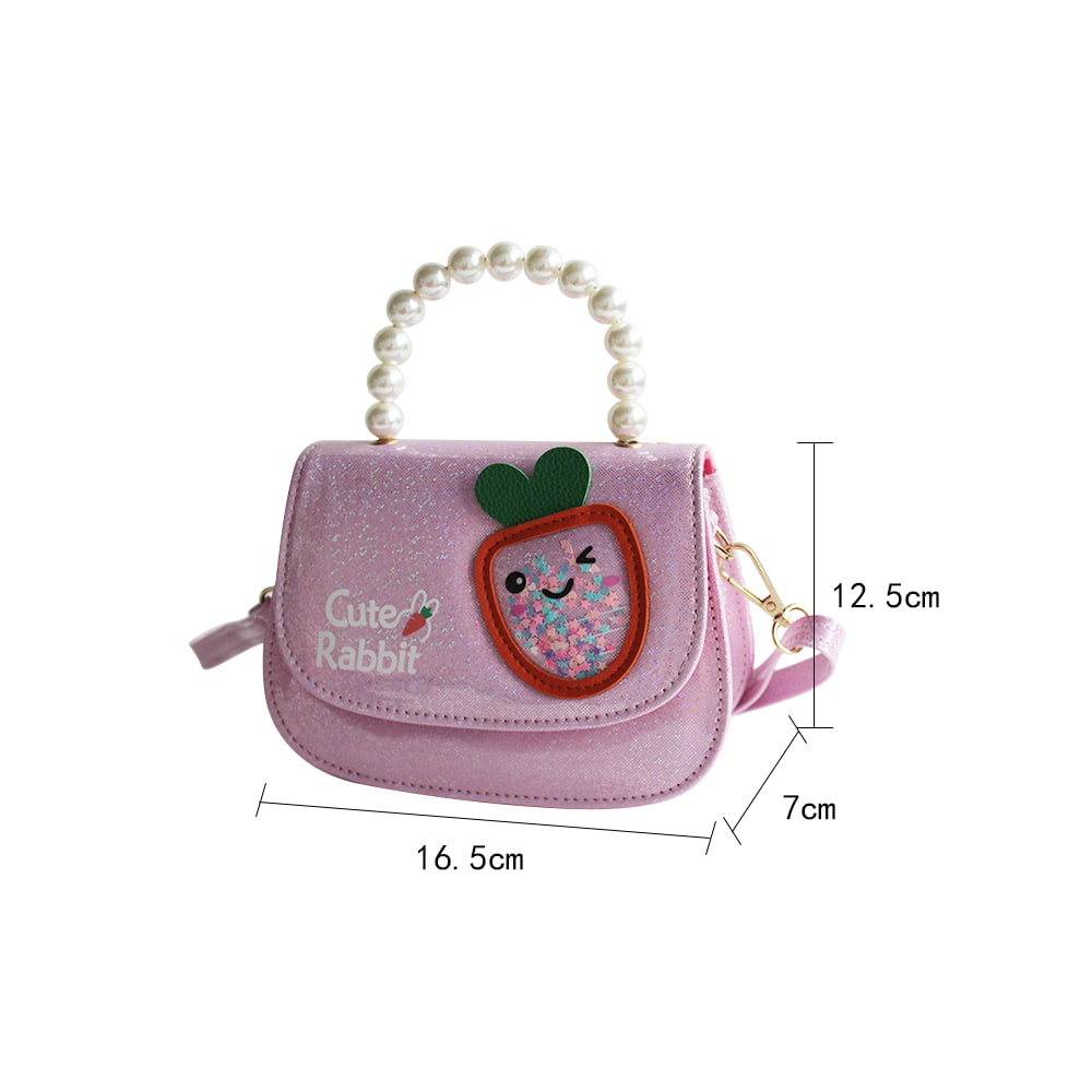 4044 Multicolor Glitter Little Girl Pearl Tote Handbag