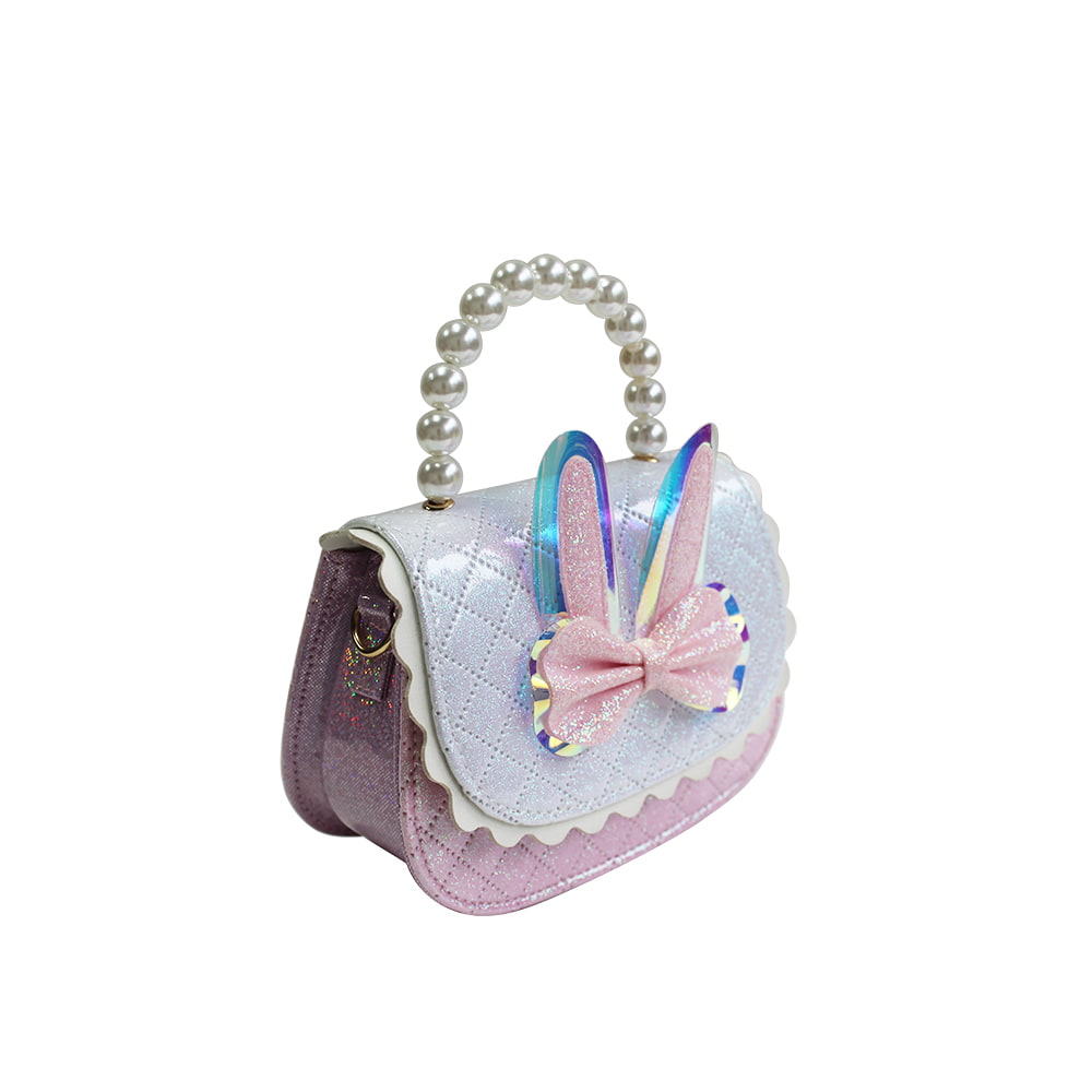 4690 Cute Bow Decor Cartoon Girls Pearl Toddler Handbag