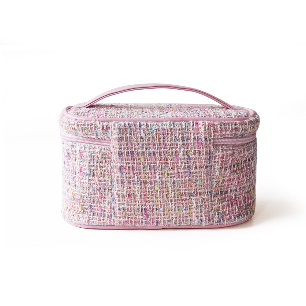 4096 Large Tweed Portable Zipper Storage Cosmetic Case