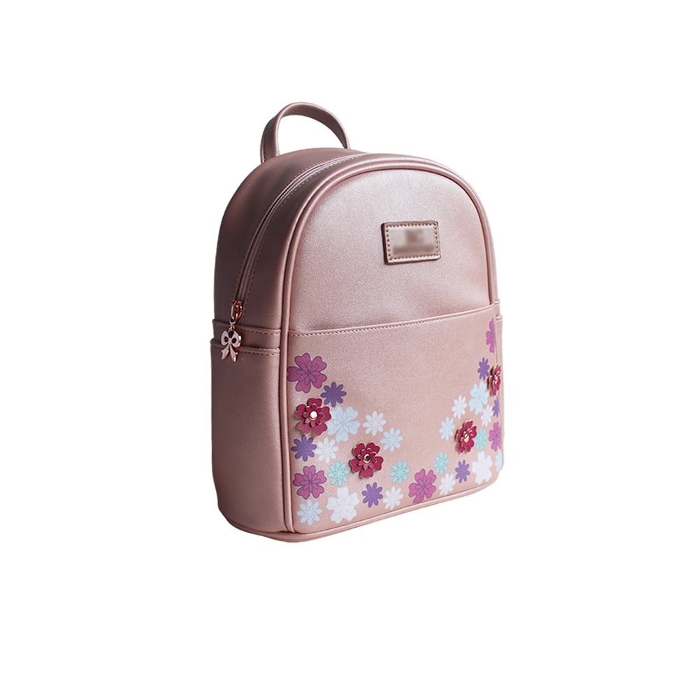 4944 Pink Flower Decor Adjustable Strap Women Backpack