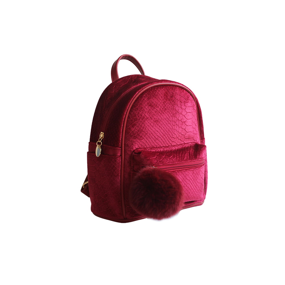 8828 Red Leather Embossed Small Mini Women Backpack