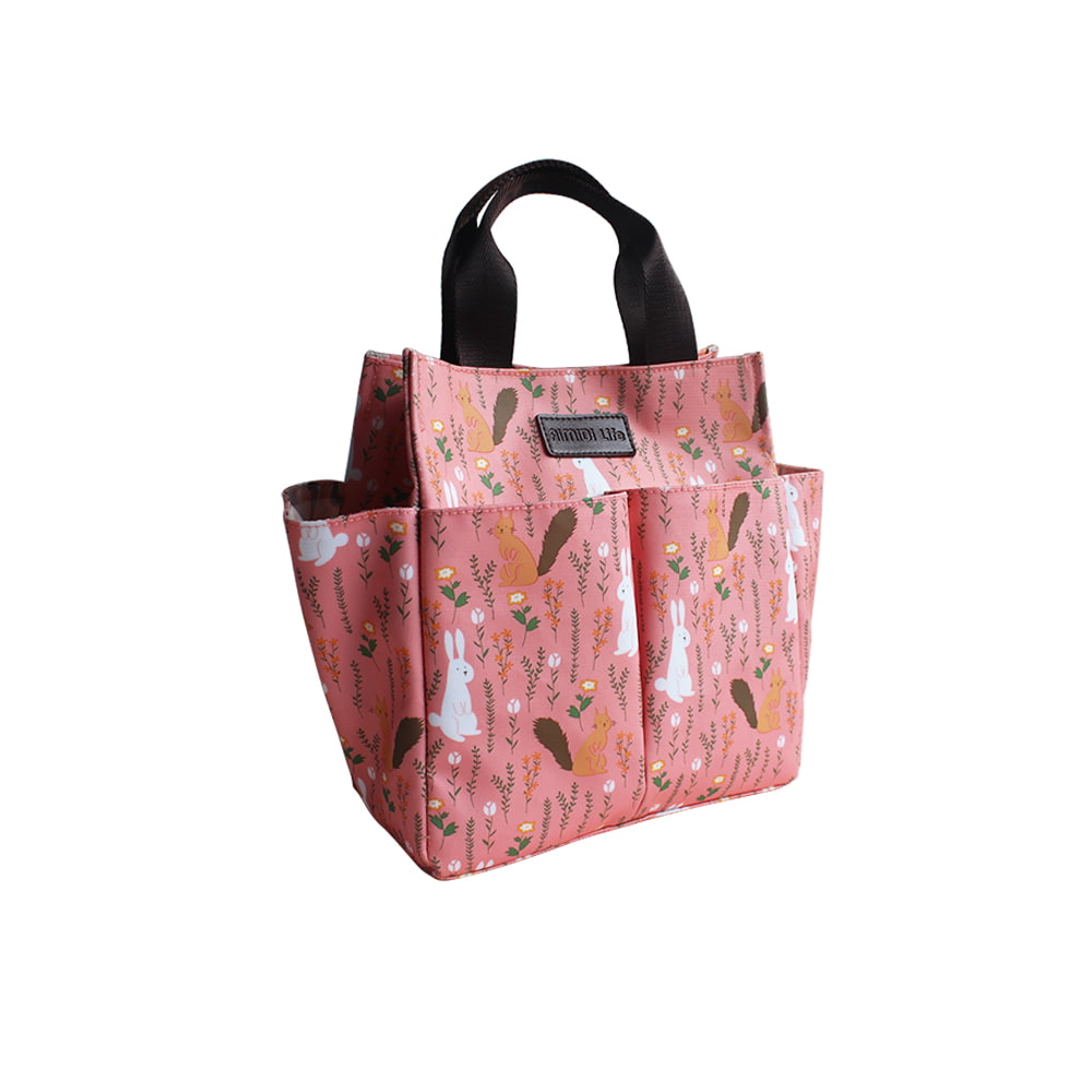 4762 Pink Waterproof Zipper Cooler Lunch Bag for Women