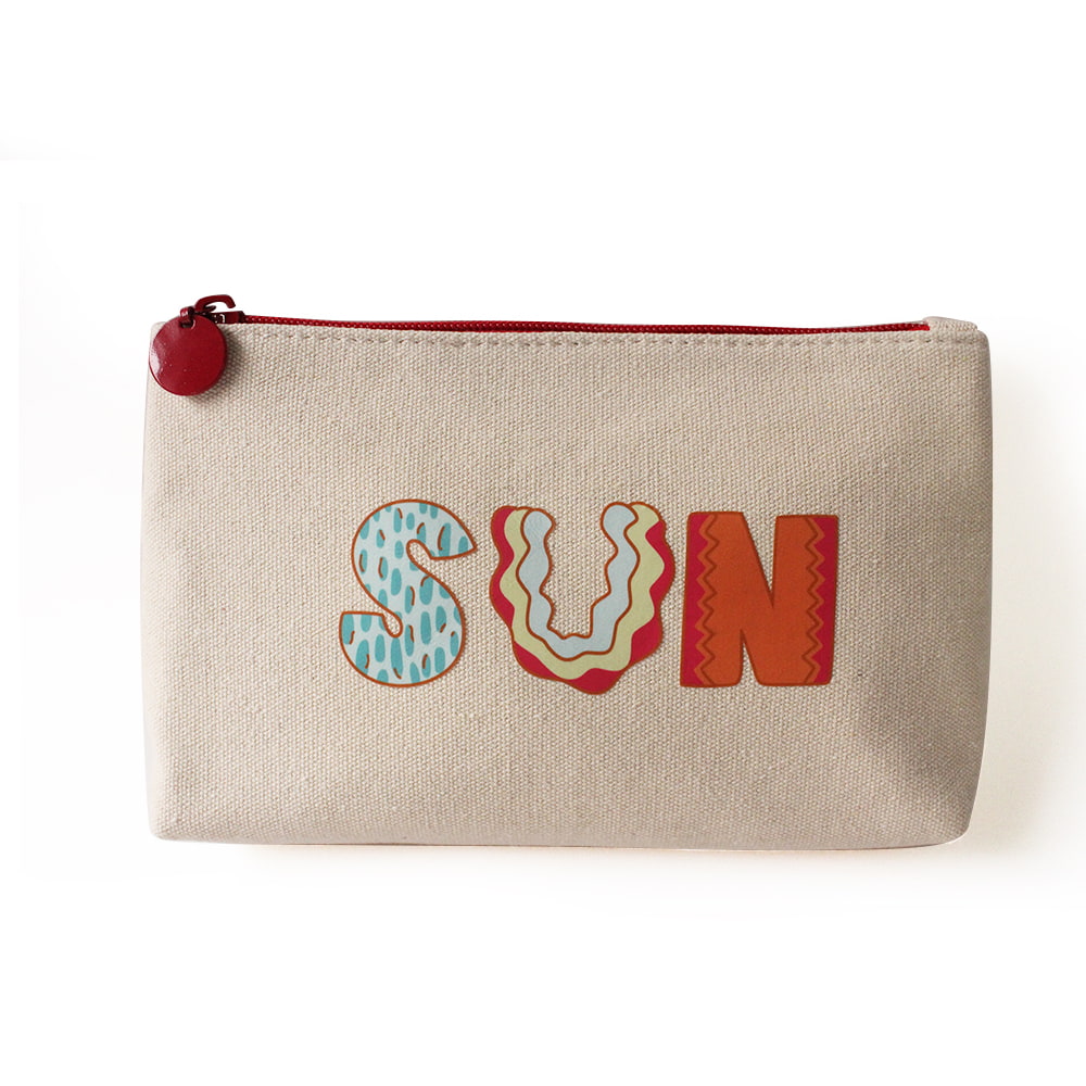 2500 Multicolor Sun Print Beige Lady Cosmetics Storage Bag