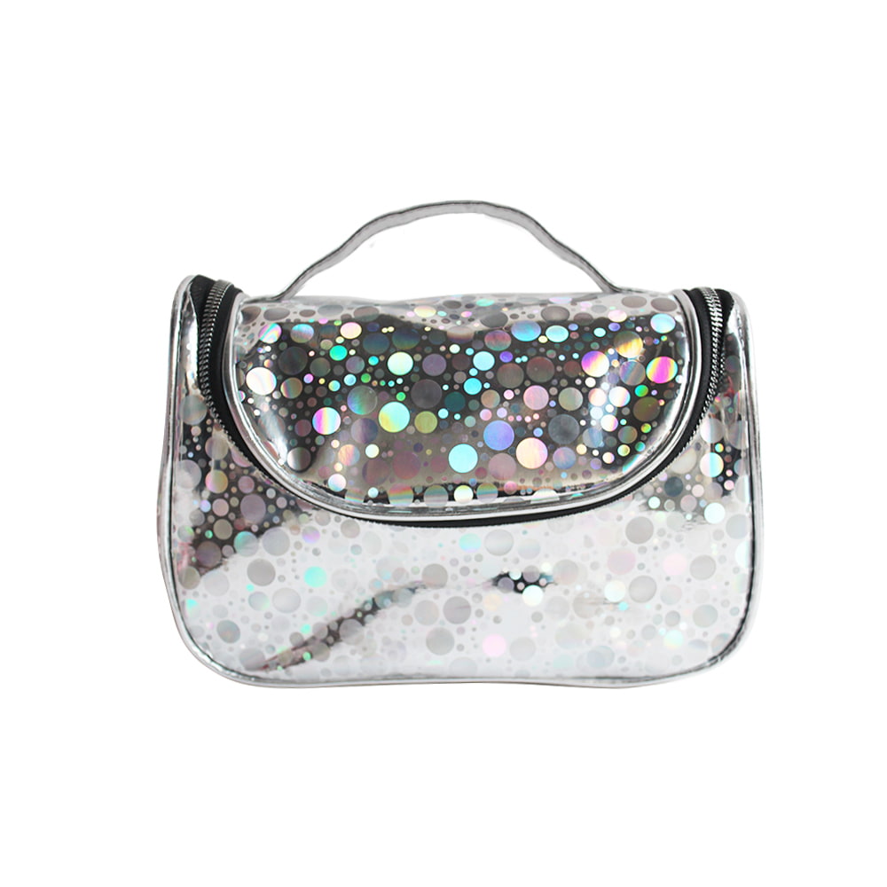 262 Polka Dot Holographic Waterproof Travel Toiletry Bag