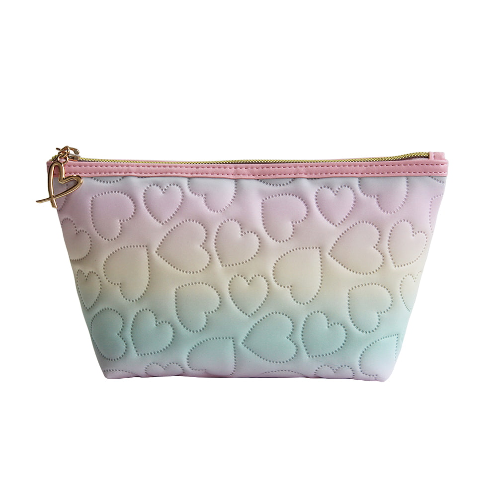 2947 Heart Patterned Ombre Cosmetic Zipper Storage Bag