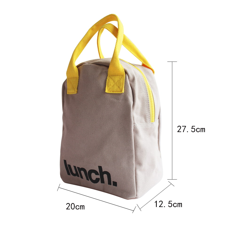 BD-GM06 Grey Yellow Eco Friendly Fluf Zipper Cooler Lunch Bag