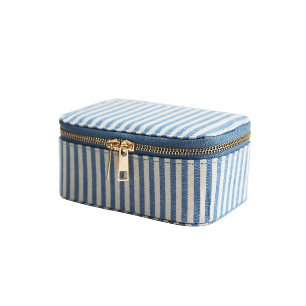 4715 Fashion Striped Double Zip Jewellery Storage Box