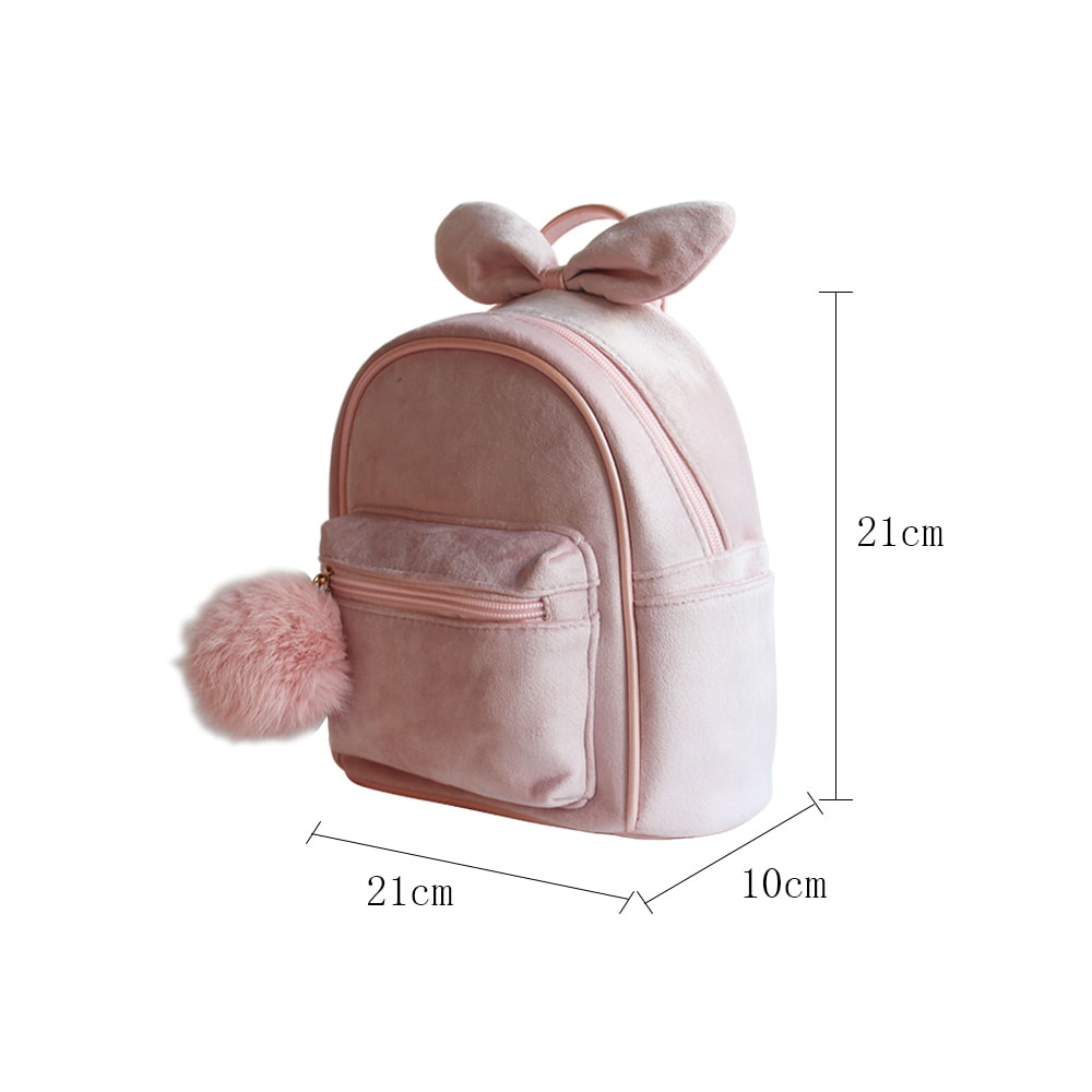 3039 Pink Bowknot Velvet Girls Backpack College bag