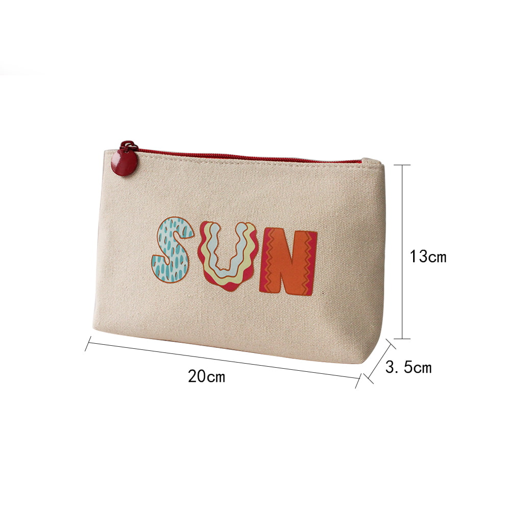 2500 Multicolor Sun Print Beige Lady Cosmetics Storage Bag