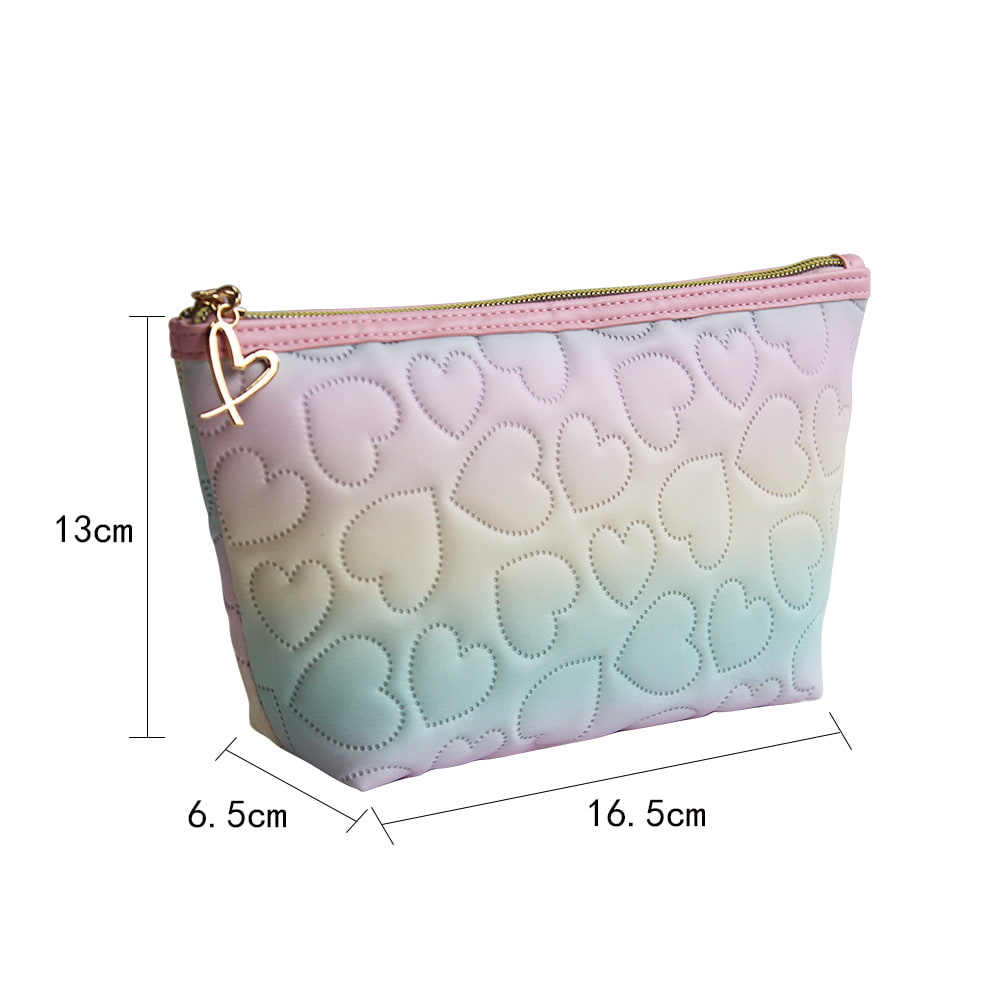 2947 Heart Patterned Ombre Cosmetic Zipper Storage Bag