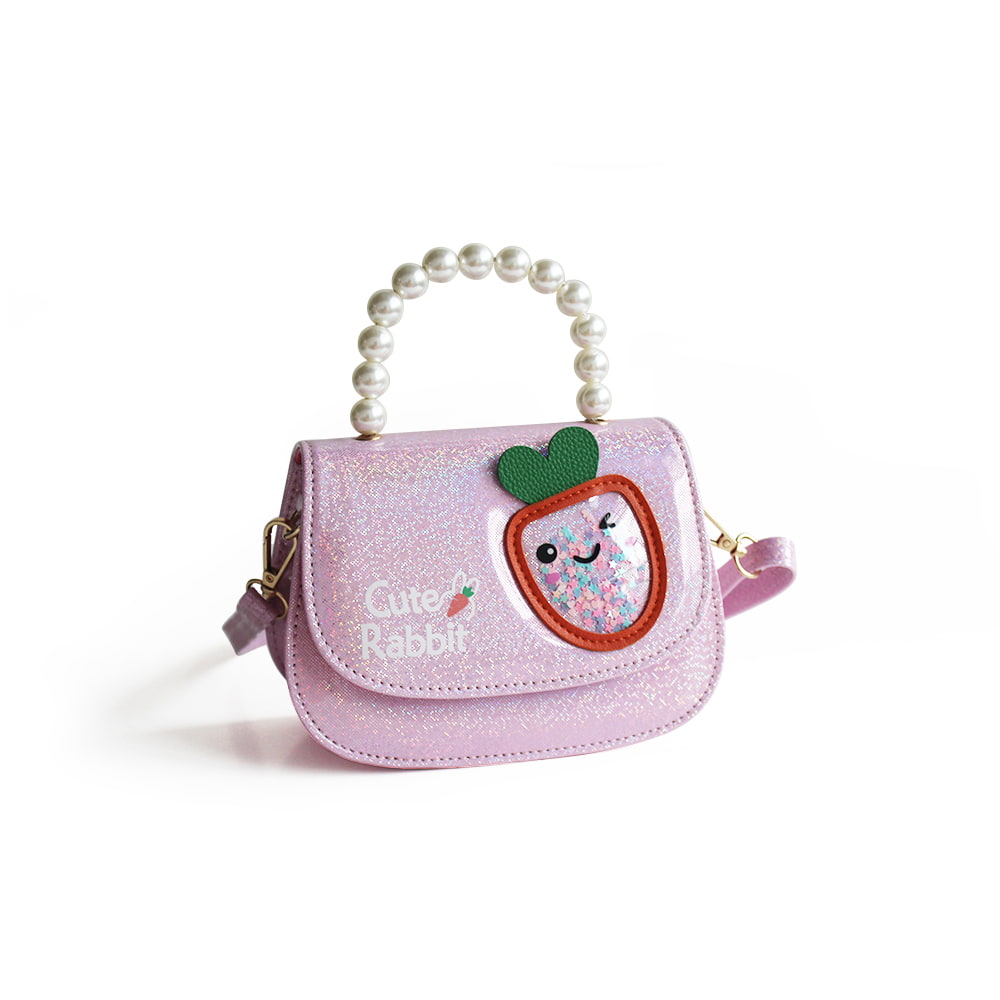 4044 Multicolor Glitter Little Girl Pearl Tote Handbag
