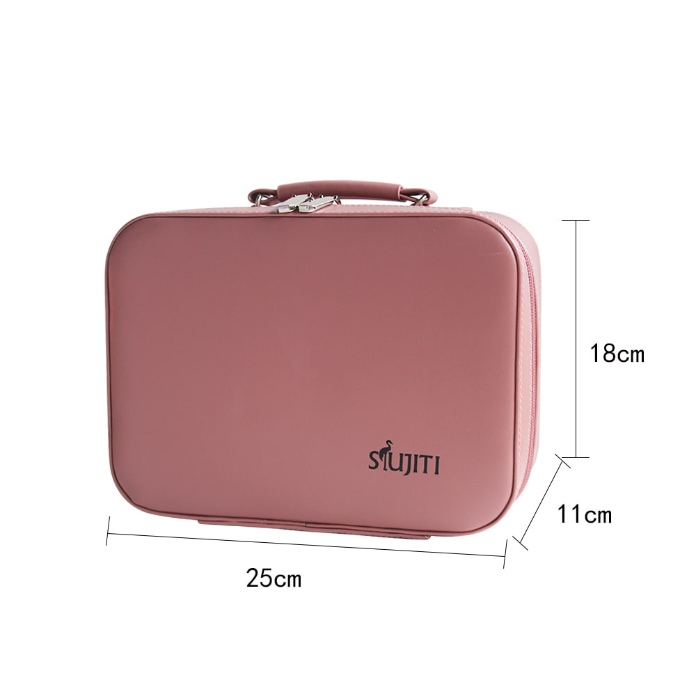 3544 Pink Leather Capacity Portable Travel Cosmetic Case