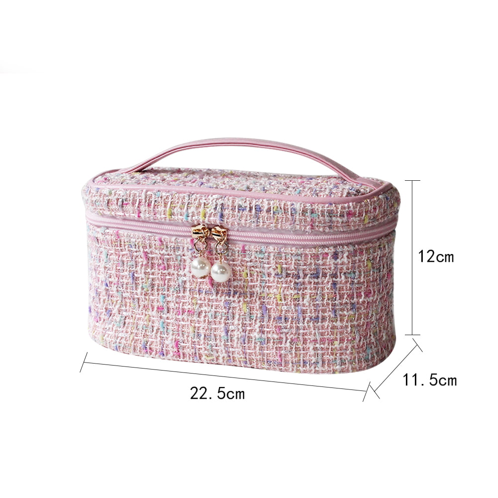 4096 Large Tweed Portable Zipper Storage Cosmetic Case