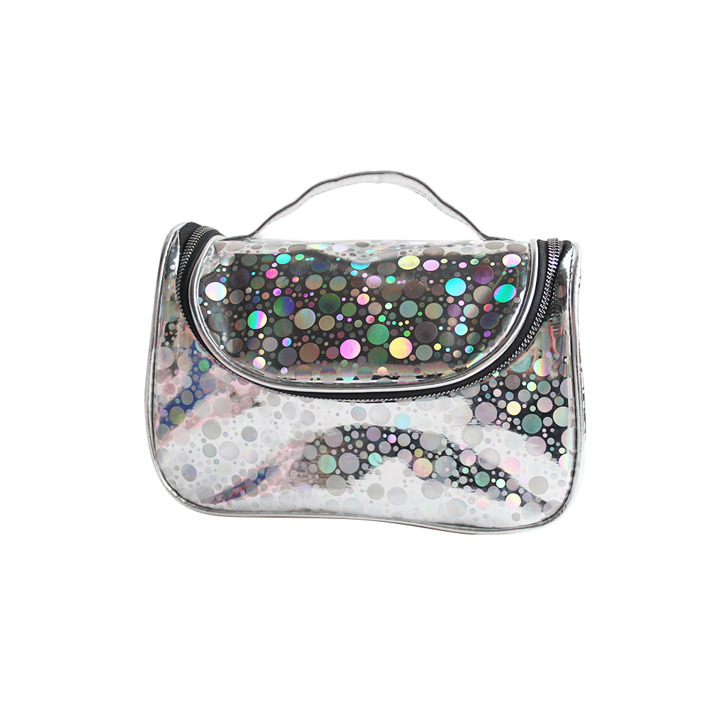 262 Polka Dot Holographic Waterproof Travel Toiletry Bag