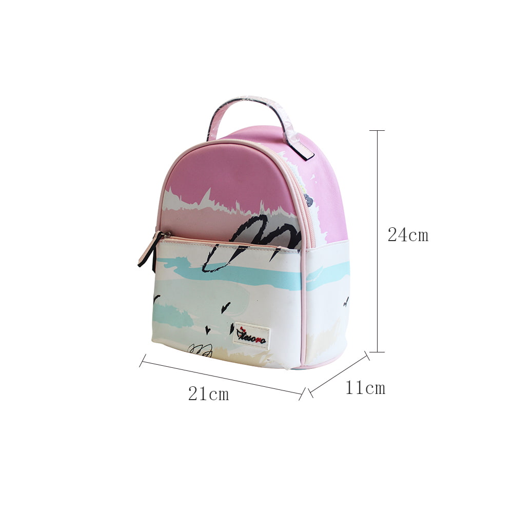 4263-1 Sky and Birds Printed Lightweight Girls Backpack