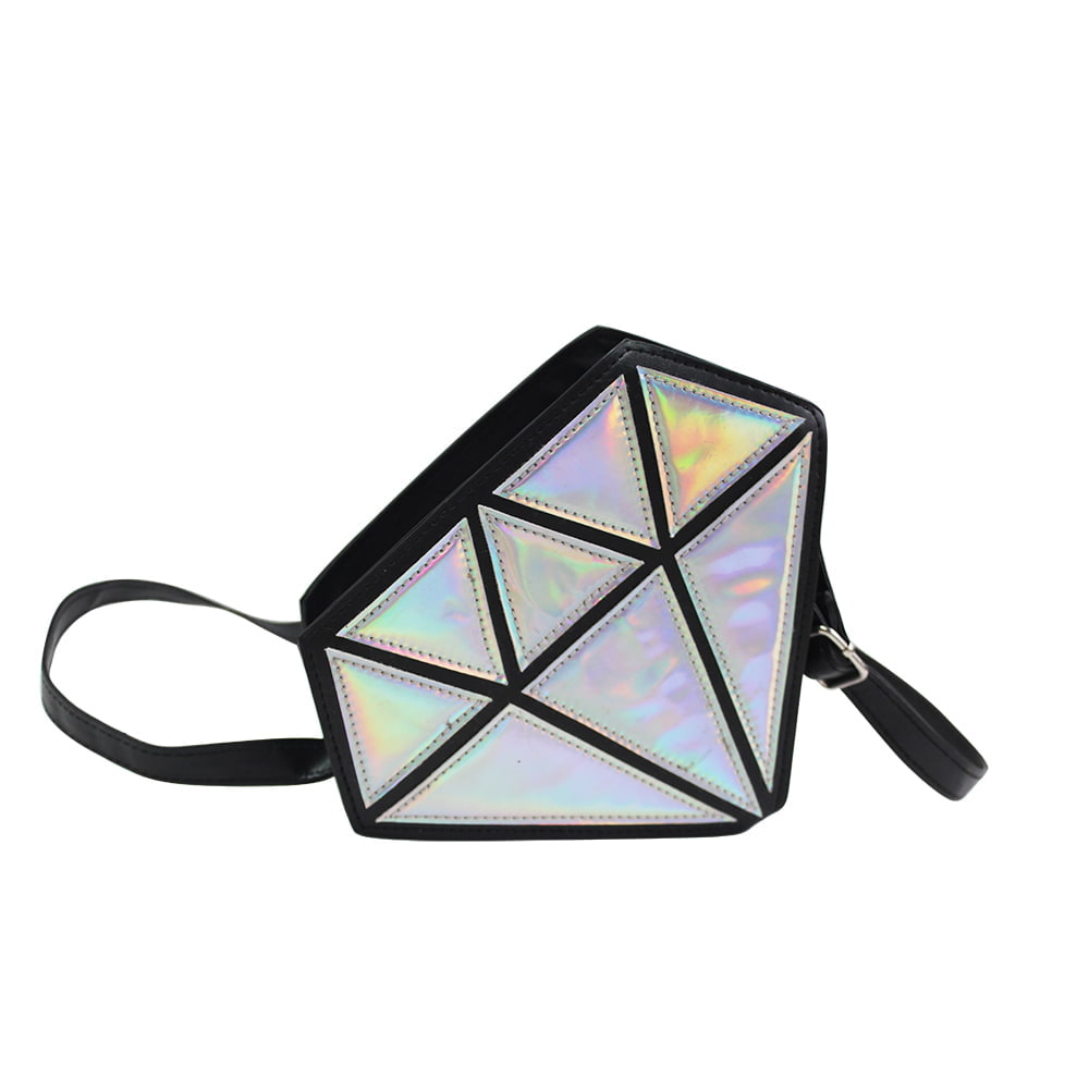 4077 Laser Diamond Shape PU Leather Crossbody Bag