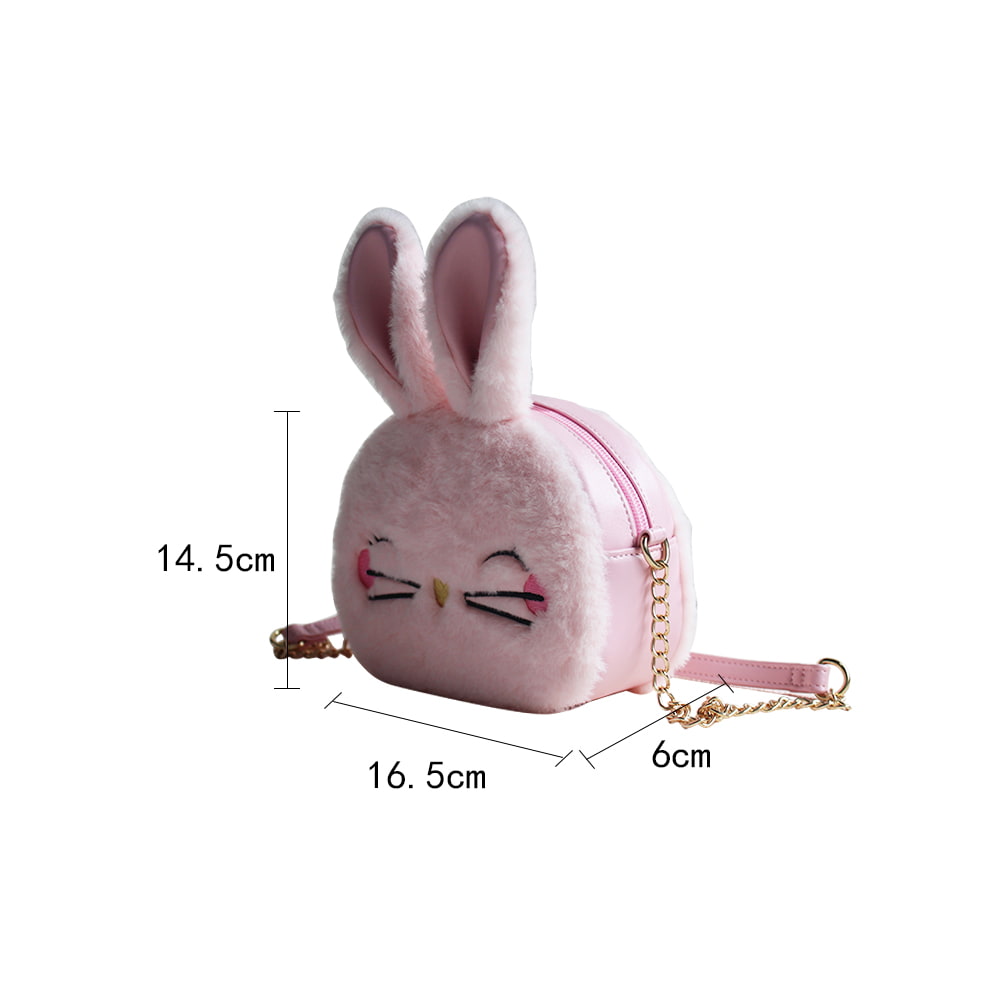 3437 Cute Plush Pink Bunny Girls Crossbody Bag