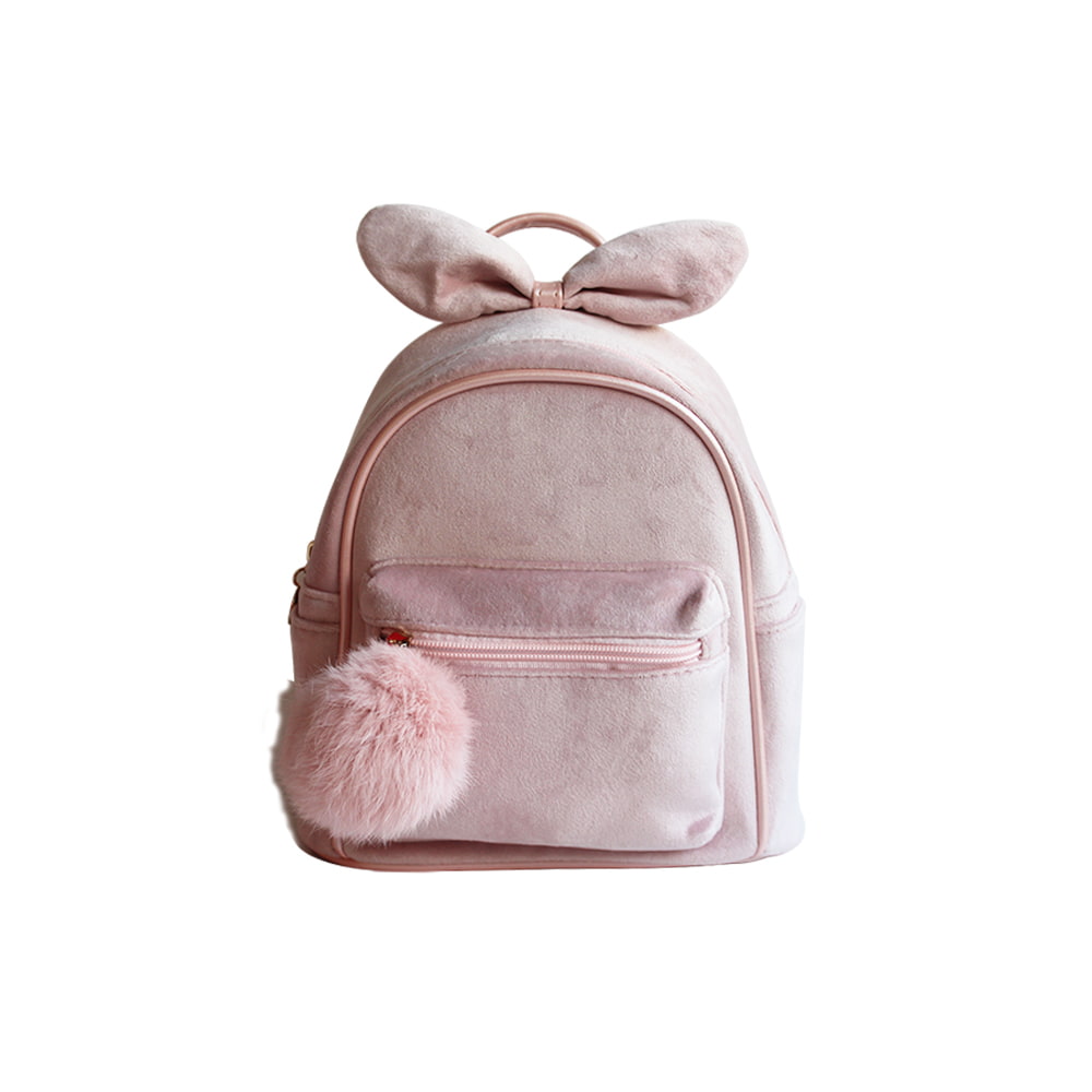 3039 Pink Bowknot Velvet Girls Backpack College bag