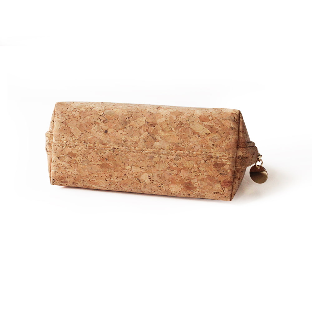 1315 Natural Cork Print Travel Leather Toiletry Makeup Bag