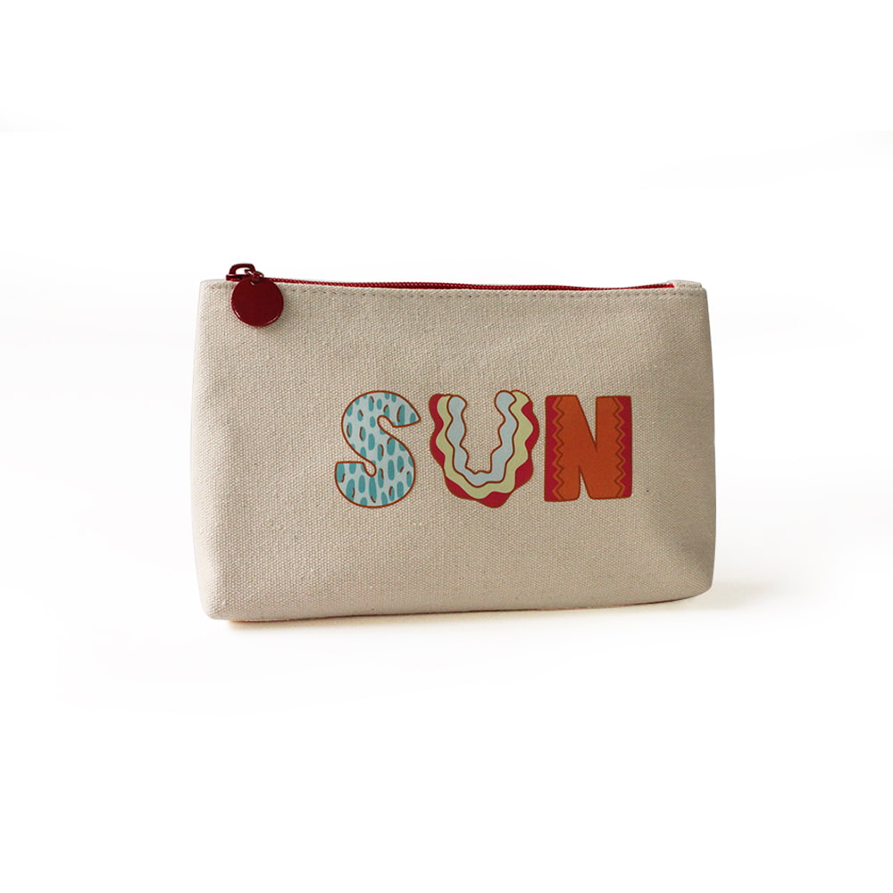 2500 Multicolor Sun Print Beige Lady Cosmetics Storage Bag