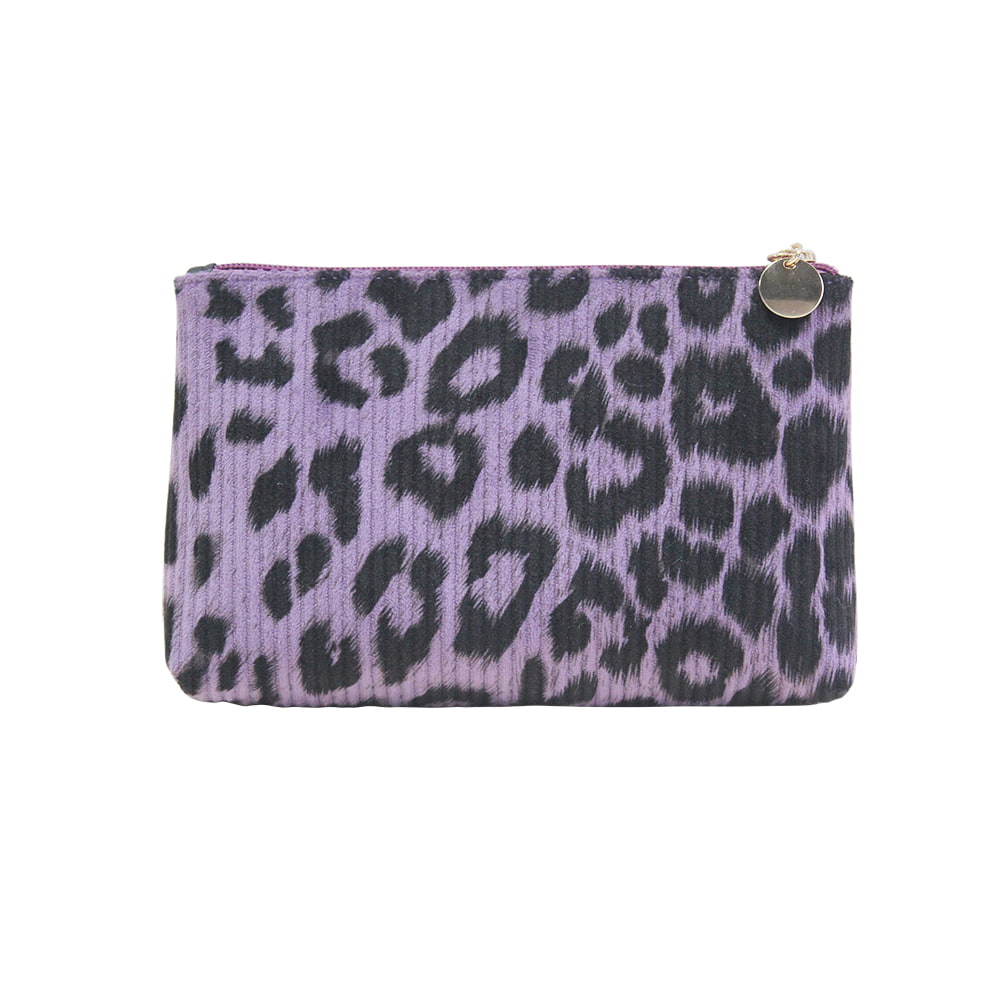 2500 Purple Leopard Pattern Flat Bottom Cosmetic Bag