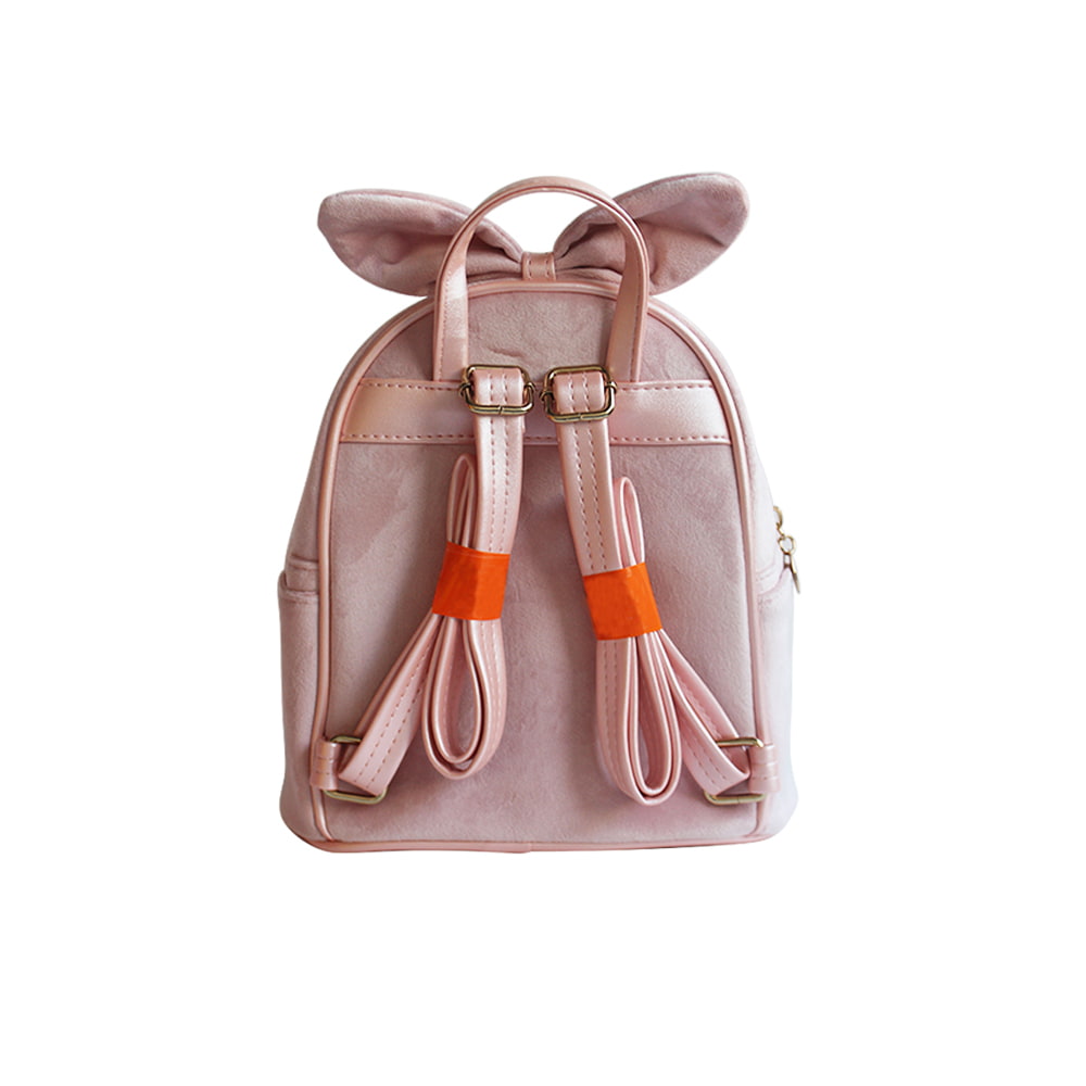 3039 Pink Bowknot Velvet Girls Backpack College bag