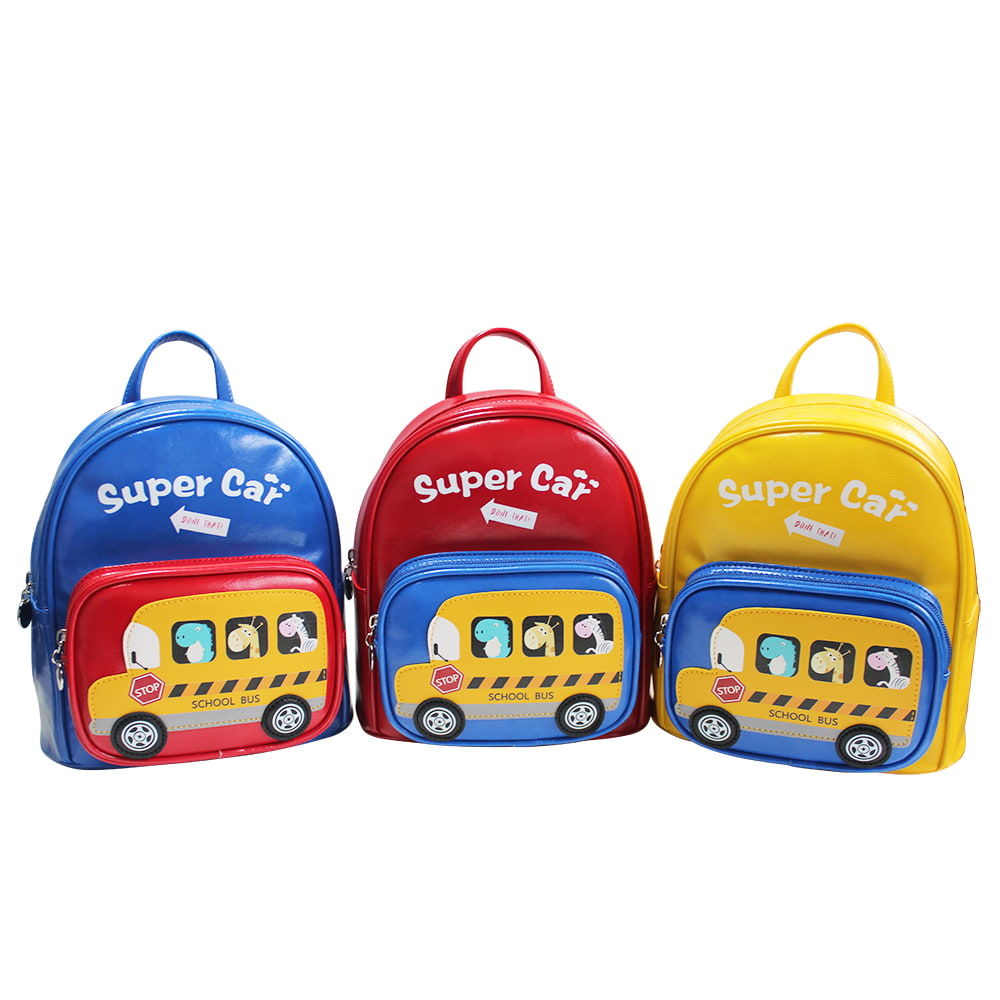 4688 Multicolor Cartoon Car Design Childrens Backpack