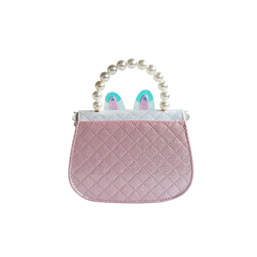 4690 Cute Bow Decor Cartoon Girls Pearl Toddler Handbag