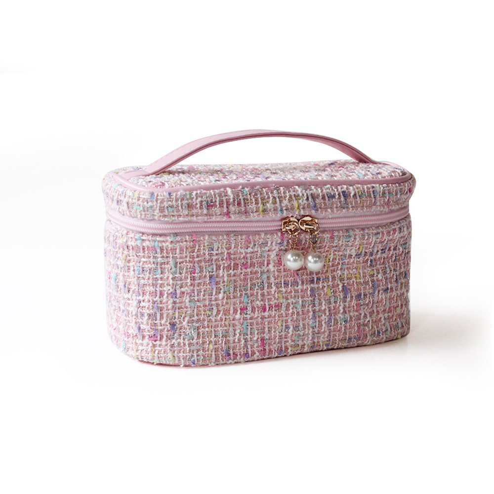 4096 Large Tweed Portable Zipper Storage Cosmetic Case