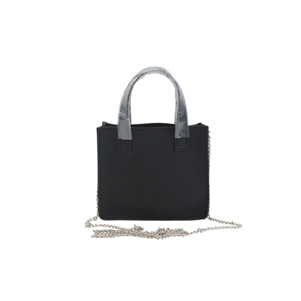 4774 Black Plaid Pattern PU Leather Woman Zipped Tote Bag