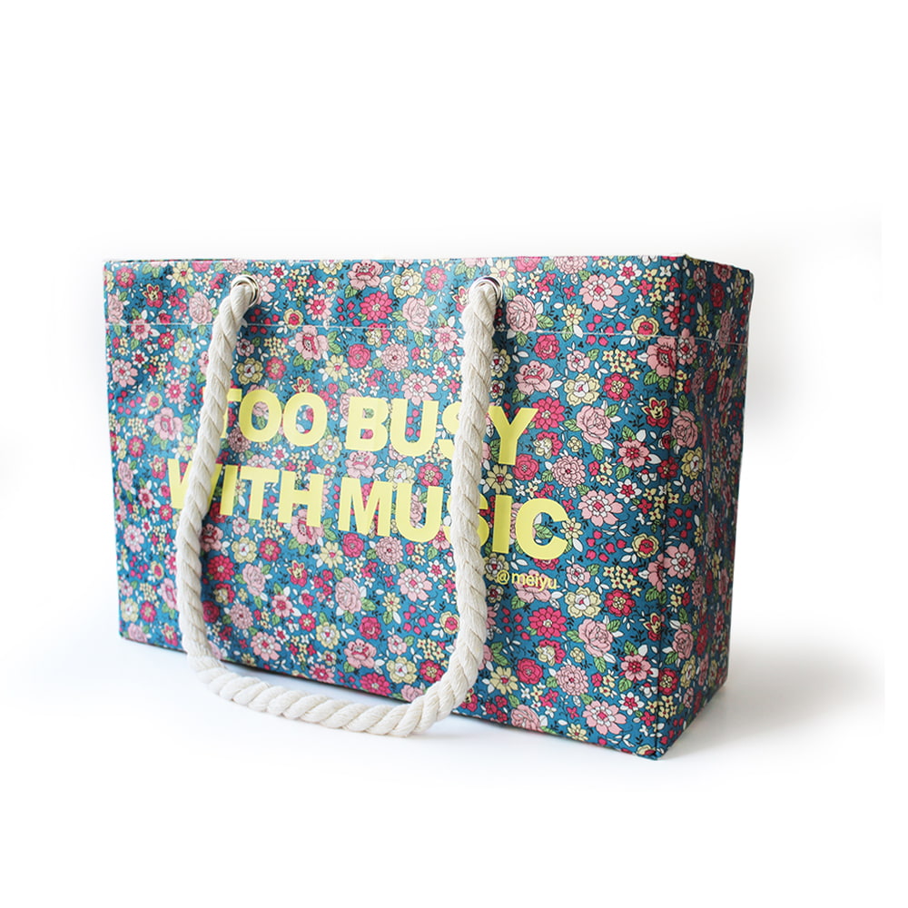 4013 Floral Print Reusable Shopper Tote Bag for Woman