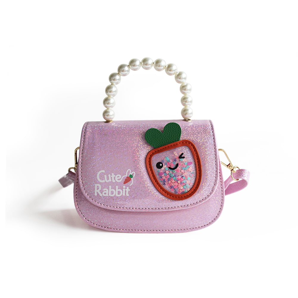 4044 Multicolor Glitter Little Girl Pearl Tote Handbag