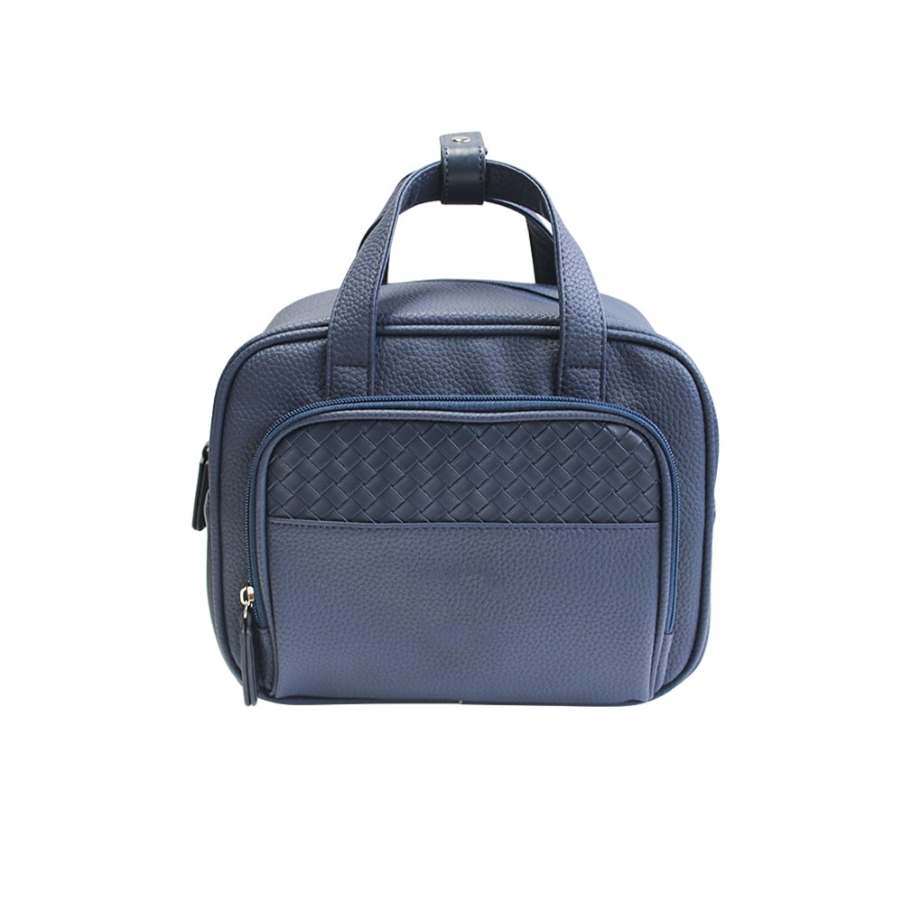 4679 Navy Blue Large Capacity PU Leather Travel Toiletry Bag