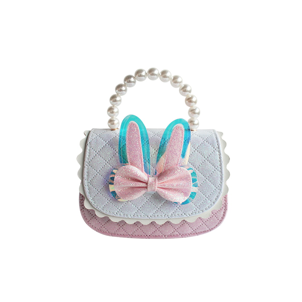 4690 Cute Bow Decor Cartoon Girls Pearl Toddler Handbag