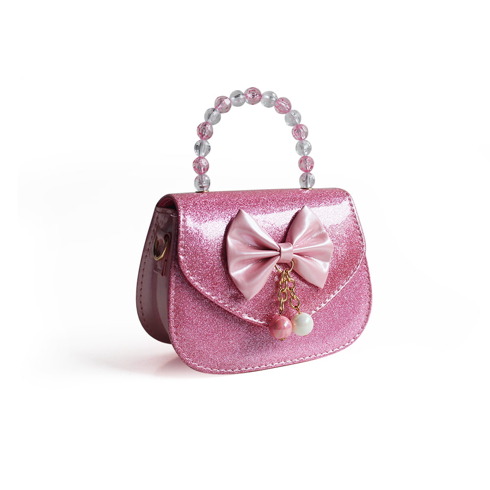 3058 Cute Princess Glitter Pearl Handle Girl Handbag