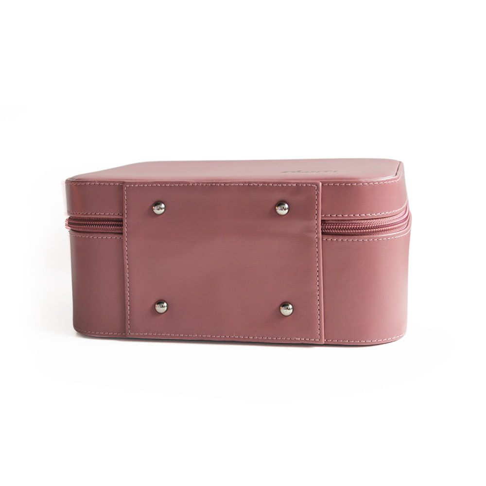 3544 Pink Leather Capacity Portable Travel Cosmetic Case