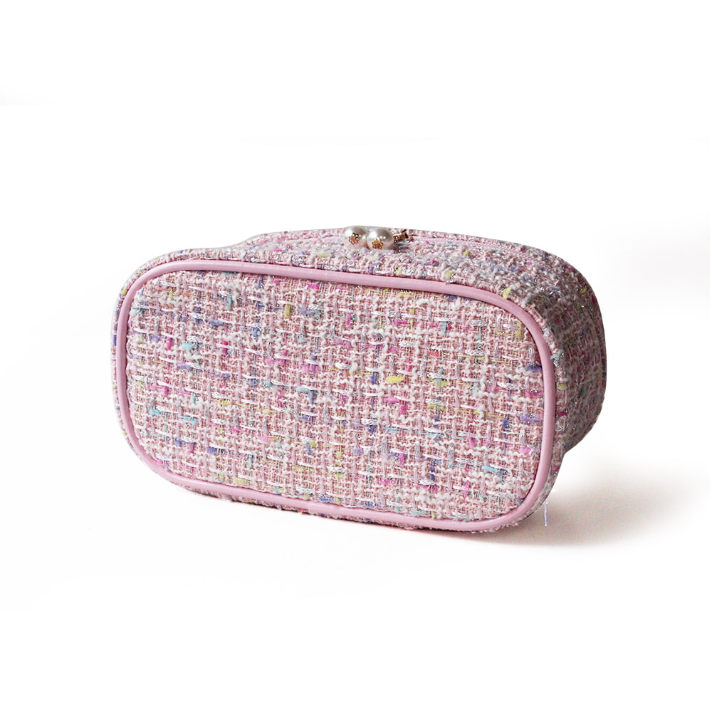 4096 Large Tweed Portable Zipper Storage Cosmetic Case