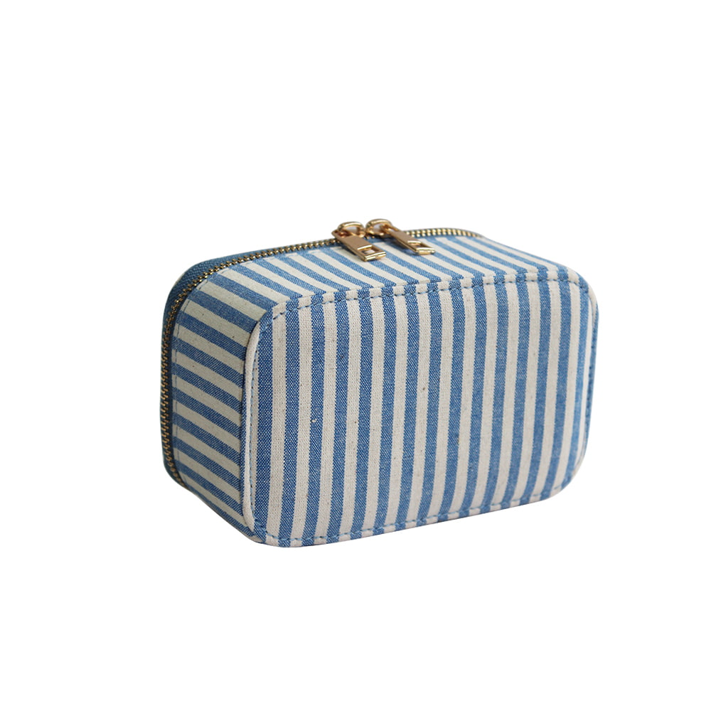 4715 Fashion Striped Double Zip Jewellery Storage Box