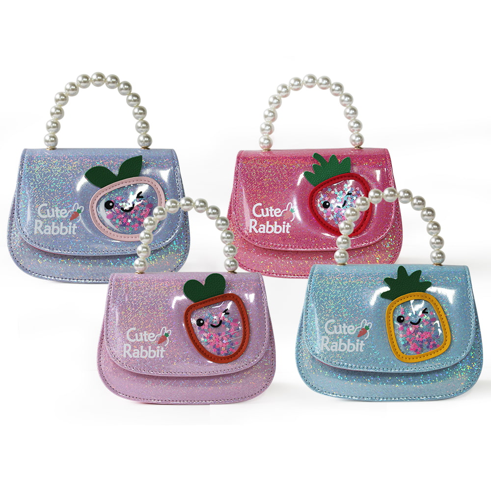 4044 Multicolor Glitter Little Girl Pearl Tote Handbag