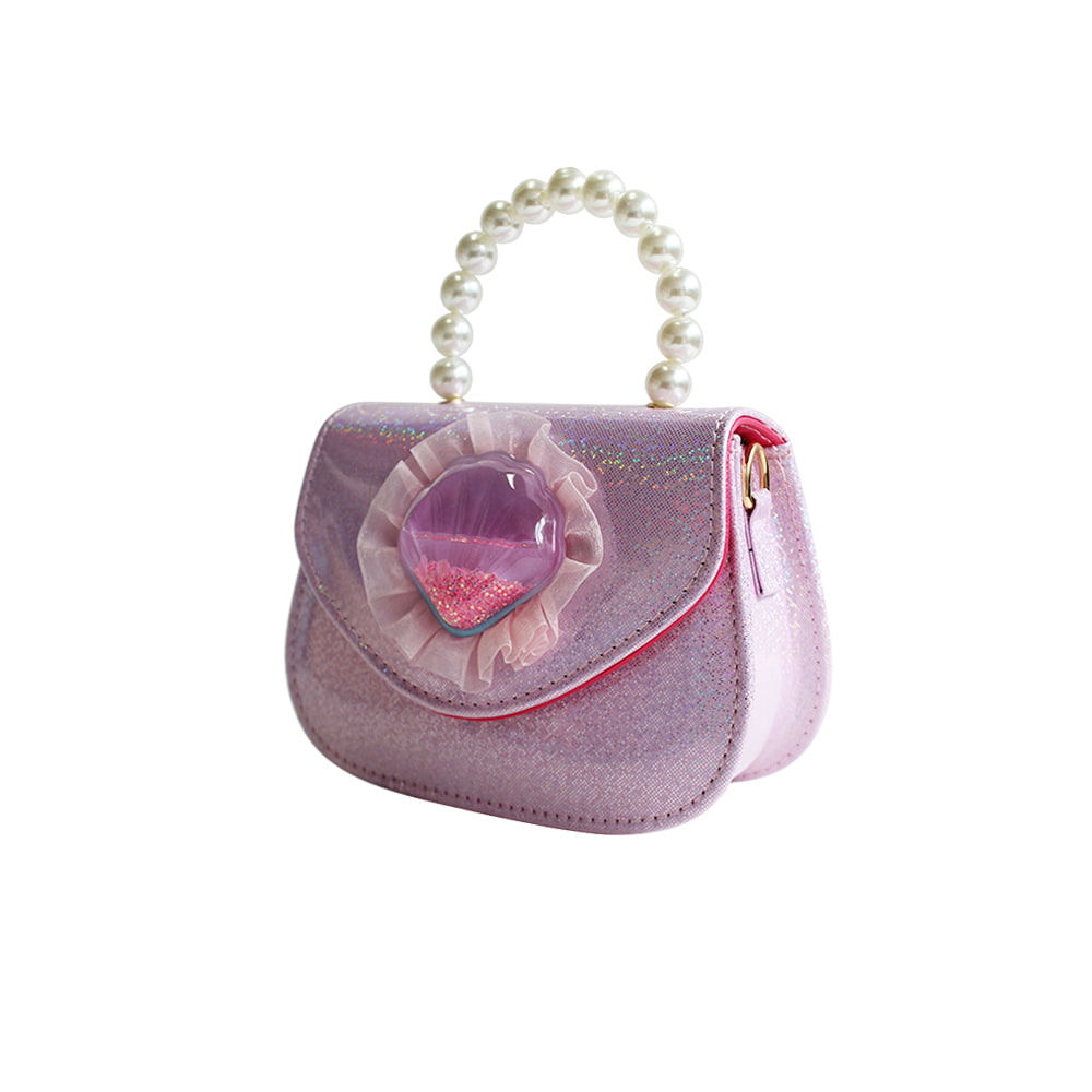 4251 Multicolor Girl Shiny Seashell Pearl Handle Handbag