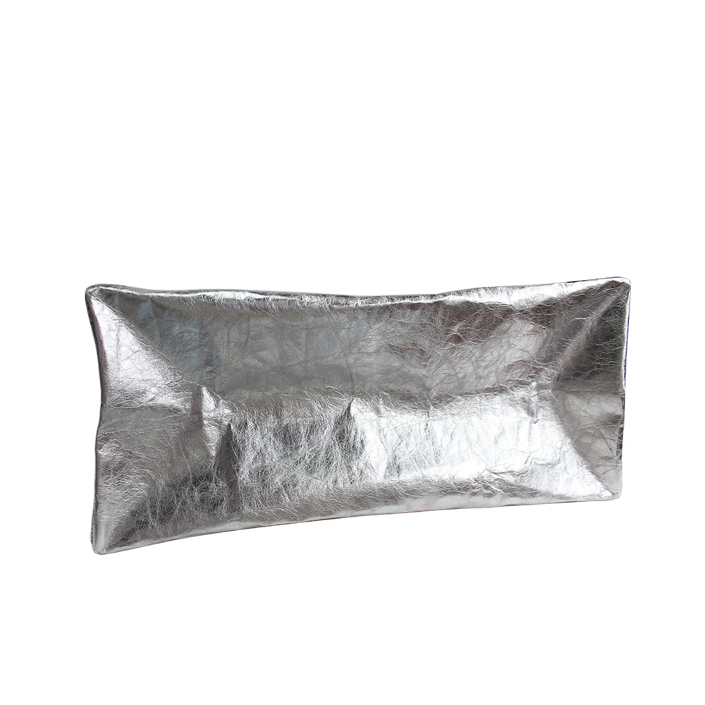 4398 Gray Metallic Laminated Leather Shopper Tote Bag